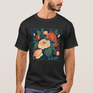 Florist Roses Pattern Illustration Flowers Leaf Wo T-Shirt