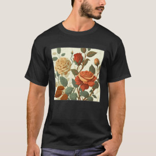 Florist Roses Pattern Illustration Flowers Leaf Wo T-Shirt
