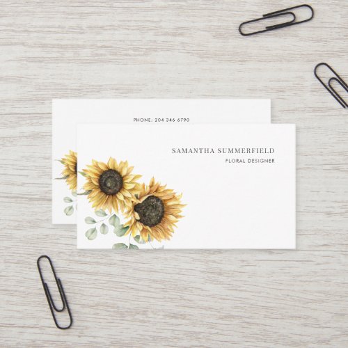 Florist Sunflower Eucalyptus Greenery Business Card