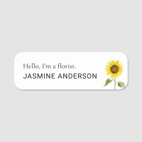 Florist Sunflower Flower Business Custom Name Tag