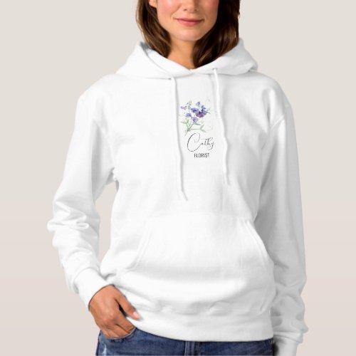 Florist Uniform Hoodie with a Watercolor Bouquet