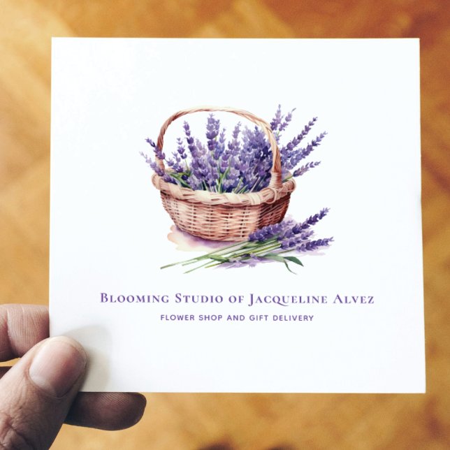 Florist Watercolor Lavender Elegant Square Business Card (Creator Uploaded)