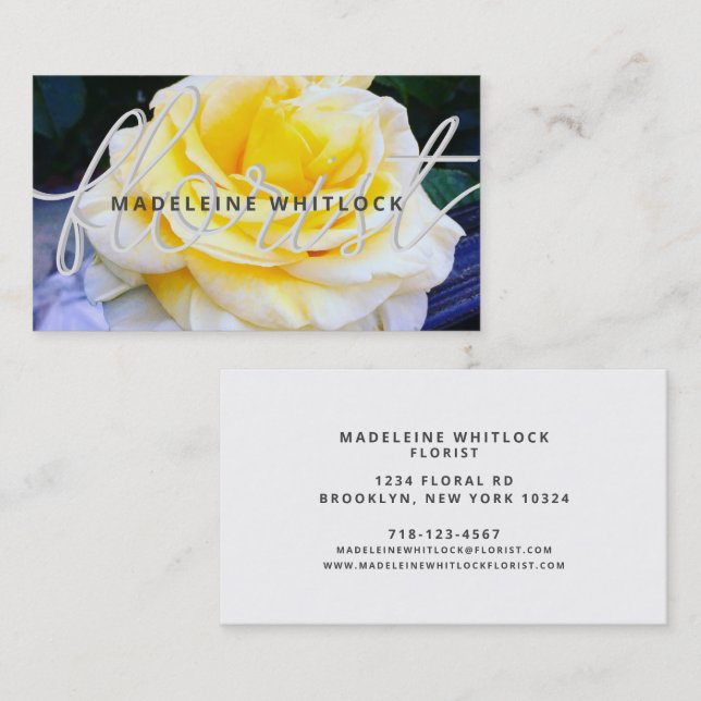Florist Yellow Rose Flower Business Card (Front/Back)