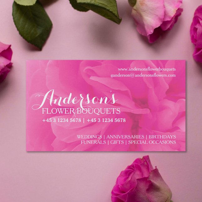 Floristry pink rose florist business cards (Creator Uploaded)