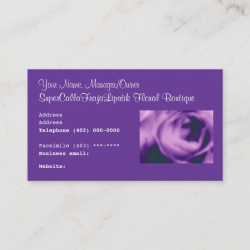 Florist's Business Card Floral Boutique &amp; Weddings