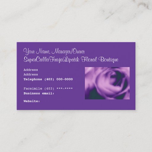 Customizable Florist's Business Card Floral Boutique &amp; Weddings