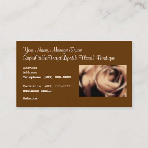 Customizable Florist's Business Card Floral Boutique &amp; Weddings