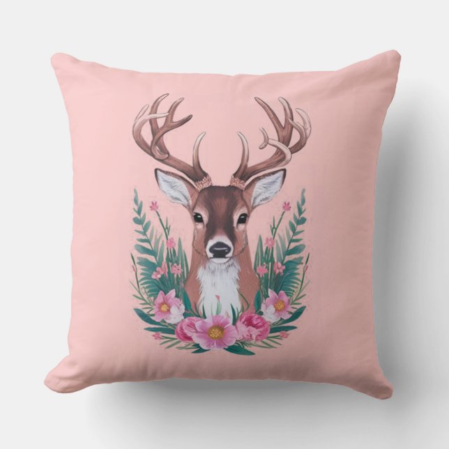 Florla deer throw pillow design (Front)