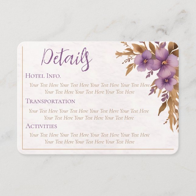 Flory themed  Wedding enclosure Cards (Front)