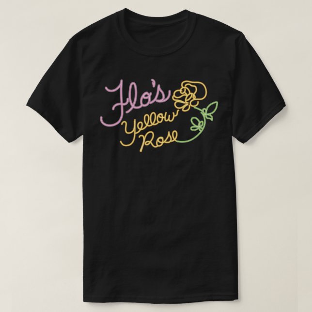Flos Yellow Rose Neon Sign T-Shirt (Design Front)
