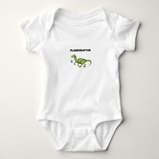 Floss Flossoraptor Hygiene Dental Funny -Dentist Baby Bodysuit (Front)