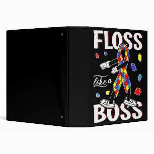 Floss Like A Boss Dance Flossing Kid Autism Awaren 3 Ring Binder
