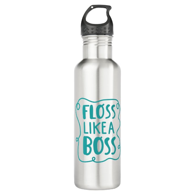 Floss Like A Boss | Dental Phrase Stainless Steel Water Bottle (Front)