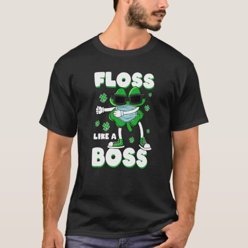 Floss Like A Boss St Patrick S Day Shamrock Face M T_Shirt
