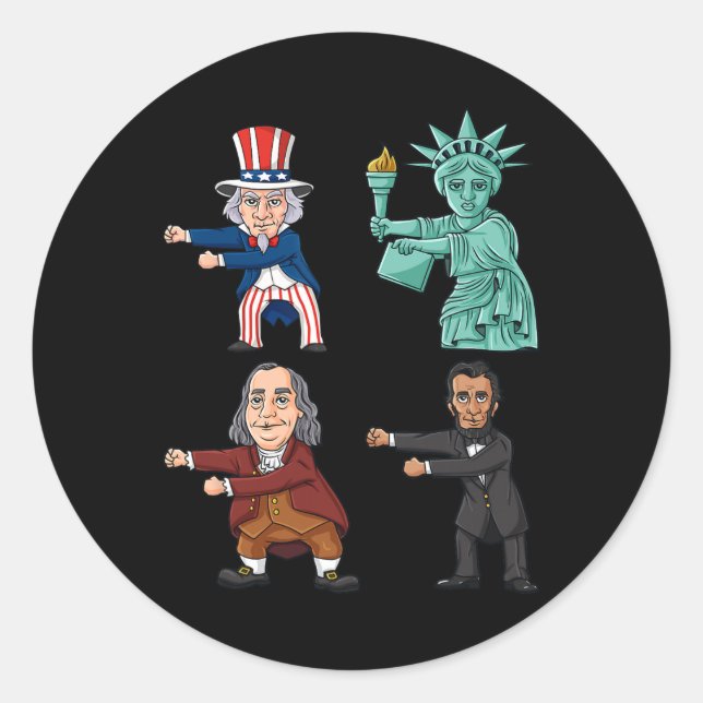 Floss Like A Boss Uncle Sam Ben Franklin Liberty 4 Classic Round Sticker (Front)