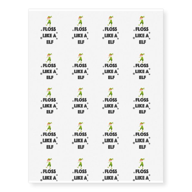 Floss Like A Elf Dance Funny Christmas Temporary Tattoos (Front)