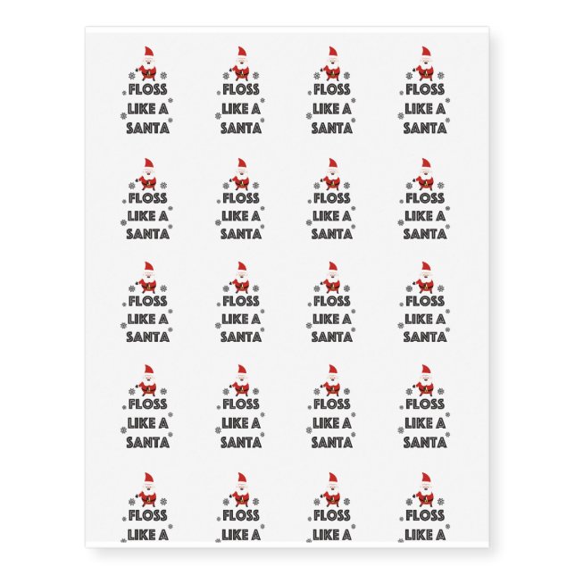 Floss Like A Santa Dance Funny Christmas Temporary Tattoos (Front)