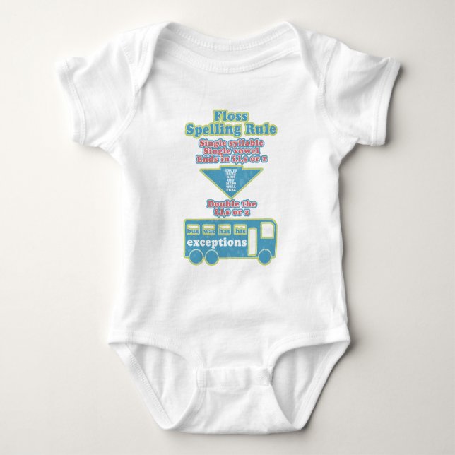 Floss Rule Phonics Learning English Language Baby Bodysuit (Front)