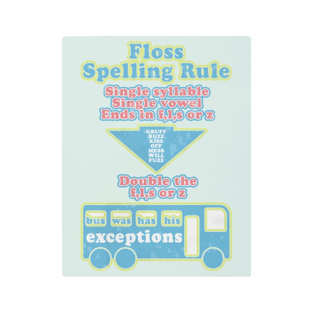 Floss Rule Phonics Learning English Language Metal Print (Front)