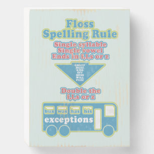 Floss Rule Phonics Learning English Language Wooden Box Sign