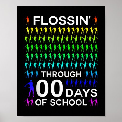 Flossin Through 100 Days Of School 100Th Day Floss Poster