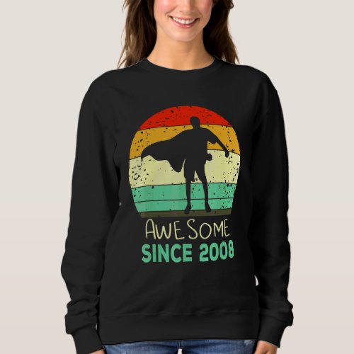 Flossing Boy Awesome Since 2008 14th Birthday Mens Sweatshirt