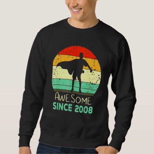 Flossing Boy Awesome Since 2008 14th Birthday Mens Sweatshirt