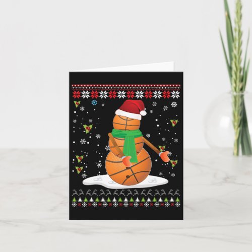 Flossing Christmas Basketball Santa Elf Ugly Sweat Card