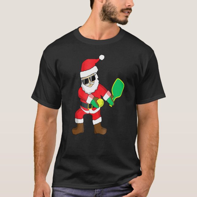 Flossing Santa Pickleball Christmas Pickleball Tee (Front)