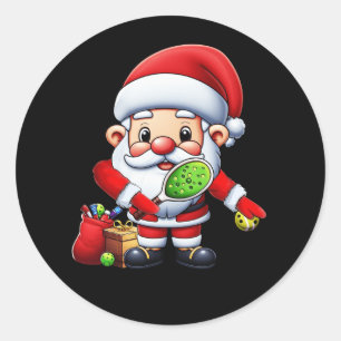 Flossing Santa Pickleball Player Merry Christmas P Classic Round Sticker