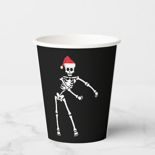 Flossing Skeleton Santa Hat Funny Kids Xmas Holida Paper Cups
