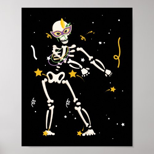 Flossing Skeleton Tuesday Gras for Kids Adults Poster