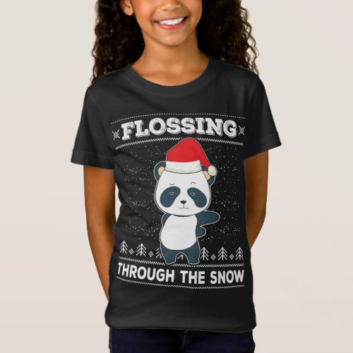 Flossing Through The Snow Panda Ugly Christmas Swe T_Shirt