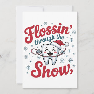 Flossing Thru the Snow Funny Xmas Christmas Invitation