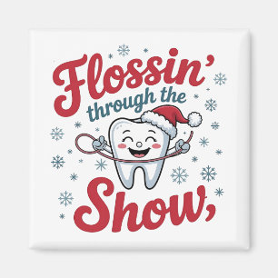 Flossing Thru the Snow Funny Xmas Christmas Magnet
