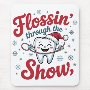 Flossing Thru the Snow Funny Xmas Christmas Mouse Pad