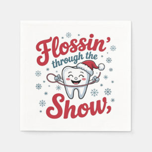 Flossing Thru the Snow Funny Xmas Christmas Napkins