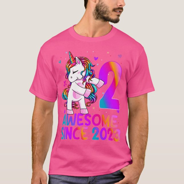 Flossing Unicorn 2 Year Old 2Nd Birthday Girl Unic T-Shirt (Front)