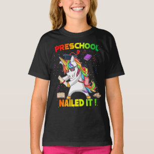 Flossing Unicorn Preschool Graduation Cap Diploma T-Shirt