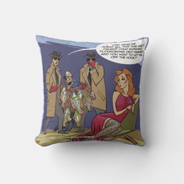 Floudering Husband Irritated Wife Funny Throw Pillow (Front)