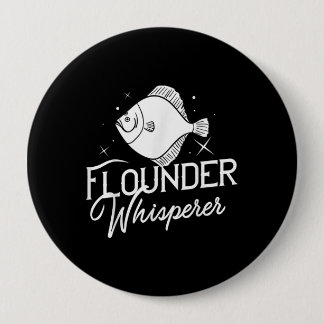 Flounder Fish Gift Fishing Farmer Button