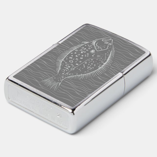 Flounder Fishing Halibut Plaice Flatfish Fish  Zippo Lighter (Angled)