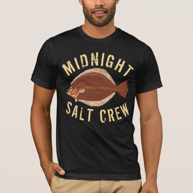Flounder Gigging Midnight Salt Crew Fishing T-Shirt (Front)