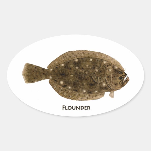 Flounder Logo Oval Sticker (Front)