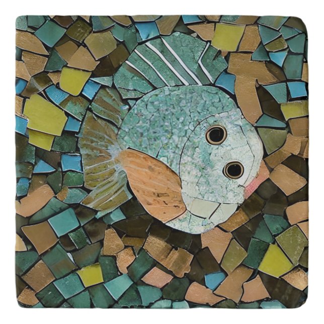 Flounder Sole Ocean Fish Faux Mosaic Trivet (Front)