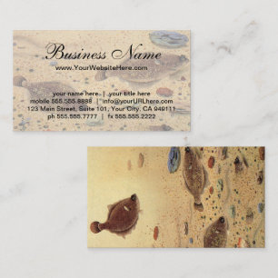 Flounders or Flat Fish, Vintage Marine Ocean Life  Business Card