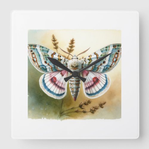Flour Moth IREF1603 1 _ Watercolor Square Wall Clock