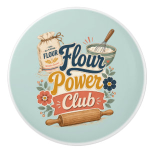 Flour Power Cottage Baking Club Ceramic Knob