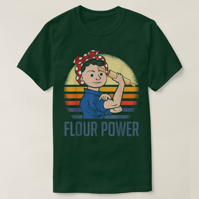Flour Power Funny Baking Mom Baker  T-Shirt (Design Front)