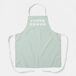 Flour Power Funny Light Sage Green Apron